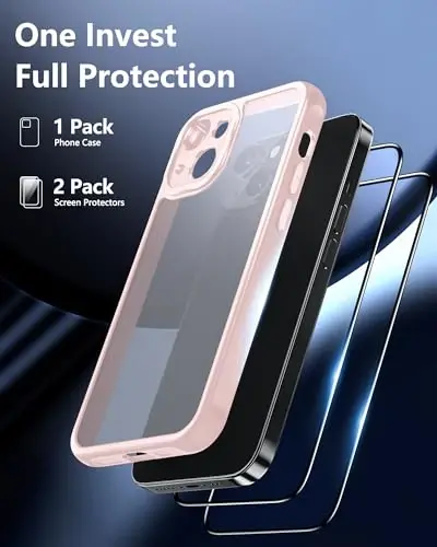 NINDOO iPhone 15 Plus uchun pushti ayollar va qizlar uchun g'ilof, iPhone 15 Plus uchun ingichka telefon g'ilofi ekran himoyachisi bilan, Protector Funda para Cover iPhone 15 Plus iohone 15plus himoya (pushti) - 4