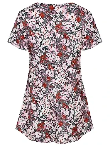 Ninedaily Women's Tunic Summer Short Sleeve Top Loose V Neck Dressy Shirt Blouse - 2