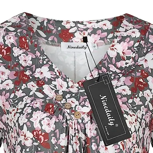 Ninedaily Women's Tunic Summer Short Sleeve Top Loose V Neck Dressy Shirt Blouse - 3