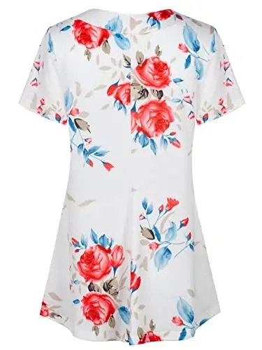 Ninedaily Women's Tunic Summer Short Sleeve Top Loose V Neck Dressy Shirt Blouse - 2