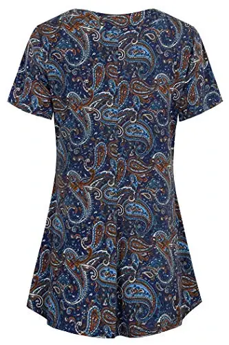 Ninedaily Women's Tunic Summer Short Sleeve Top Loose V Neck Dressy Shirt Blouse - 2