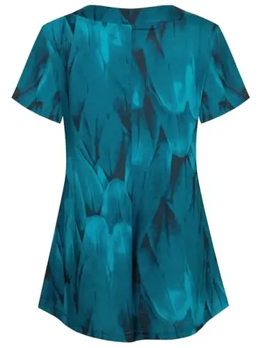 Ninedaily Women's Tunic Summer Short Sleeve Top Loose V Neck Dressy Shirt Blouse - 2