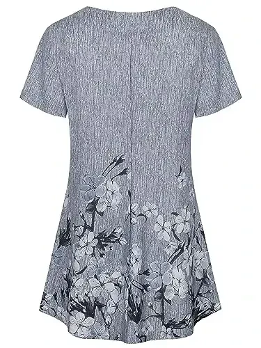 Ninedaily Women's Tunic Summer Short Sleeve Top Loose V Neck Dressy Shirt Blouse - NINEDAILY (1)