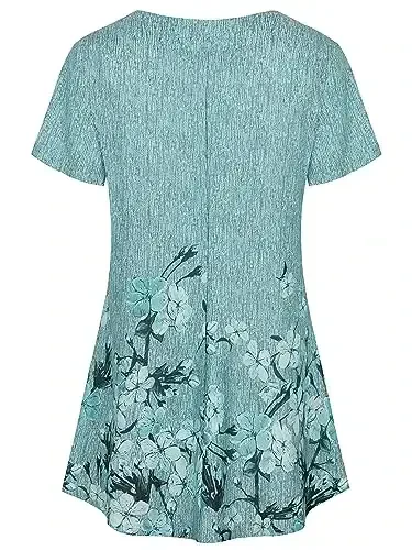 Ninedaily Women's Tunic Summer Short Sleeve Top Loose V Neck Dressy Shirt Blouse - NINEDAILY (1)