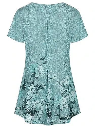 Ninedaily Women's Tunic Summer Short Sleeve Top Loose V Neck Dressy Shirt Blouse - 2