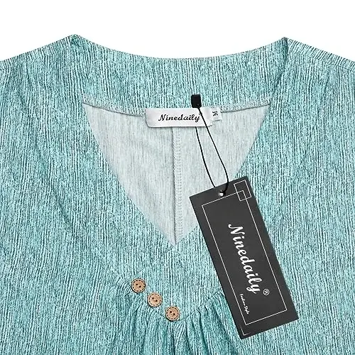 Ninedaily Women's Tunic Summer Short Sleeve Top Loose V Neck Dressy Shirt Blouse - 3