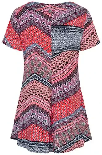 Ninedaily Women's Tunic Summer Short Sleeve Top Loose V Neck Dressy Shirt Blouse - NINEDAILY (1)