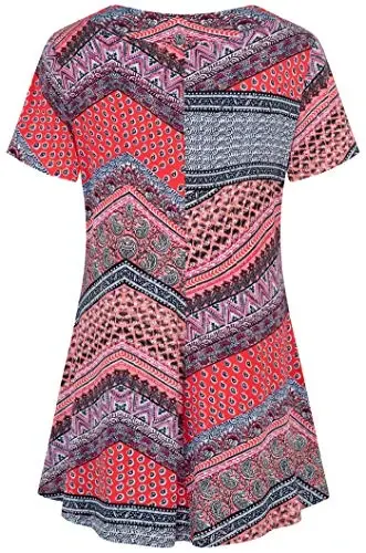 Ninedaily Women's Tunic Summer Short Sleeve Top Loose V Neck Dressy Shirt Blouse - 2