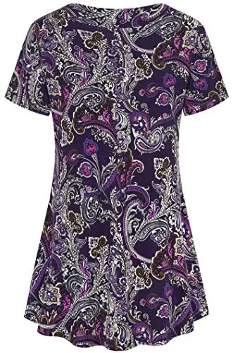 Ninedaily Women's Tunic Summer Short Sleeve Top Loose V Neck Dressy Shirt Blouse - 2