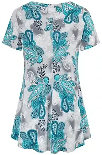 Ninedaily Women's Tunic Summer Short Sleeve Top Loose V Neck Dressy Shirt Blouse - Modazone (1)