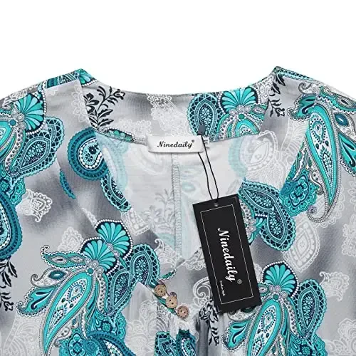 Ninedaily Women's Tunic Summer Short Sleeve Top Loose V Neck Dressy Shirt Blouse - 3