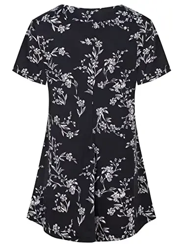 Ninedaily Women's Tunic Summer Short Sleeve Top Loose V Neck Dressy Shirt Blouse - 2