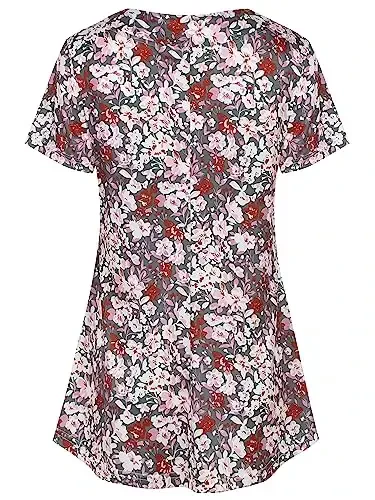 Ninedaily Women's Tunic Summer Short Sleeve Top Loose V Neck Dressy Shirt Blouse - 2