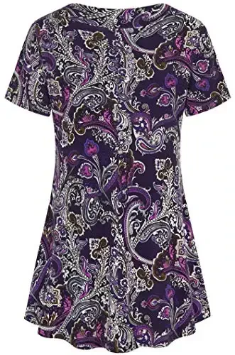 Ninedaily Women's Tunic Summer Short Sleeve Top Loose V Neck Dressy Shirt Blouse - 2