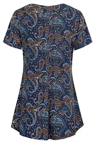 Ninedaily Women's Tunic Summer Short Sleeve Top Loose V Neck Dressy Shirt Blouse - 2