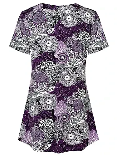 Ninedaily Women's Tunic Summer Short Sleeve Top Loose V Neck Dressy Shirt Blouse - 2