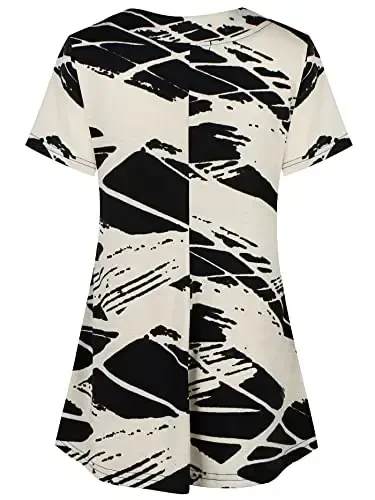 Ninedaily Women's Tunic Summer Short Sleeve Top Loose V Neck Dressy Shirt Blouse - 2