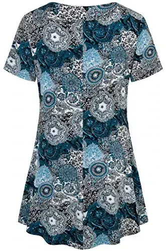 Ninedaily Women's Tunic Summer Short Sleeve Top Loose V Neck Dressy Shirt Blouse - 2