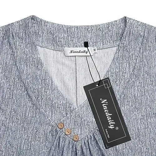 Ninedaily Women's Tunic Summer Short Sleeve Top Loose V Neck Dressy Shirt Blouse - 3