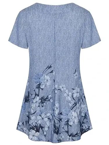 Ninedaily Women's Tunic Summer Short Sleeve Top Loose V Neck Dressy Shirt Blouse - 3