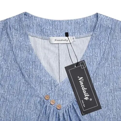 Ninedaily Women's Tunic Summer Short Sleeve Top Loose V Neck Dressy Shirt Blouse - 4