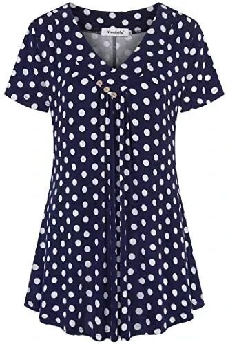 Ninedaily Women's Tunic Summer Short Sleeve Top Loose V Neck Dressy Shirt Blouse - 1