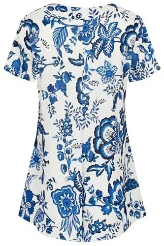 Ninedaily Women's Tunic Summer Short Sleeve Top Loose V Neck Dressy Shirt Blouse - 4