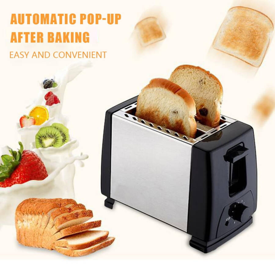 Niovtt 2 Slices Bread Baking Oven Stainless Steel for Bread Bagel Waffle (EU) - 6