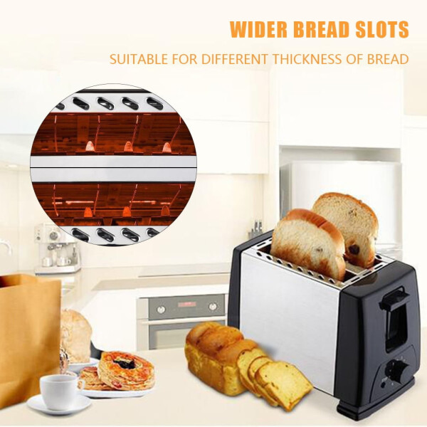 Niovtt 2 Slices Bread Baking Oven Stainless Steel for Bread Bagel Waffle (EU) - 7