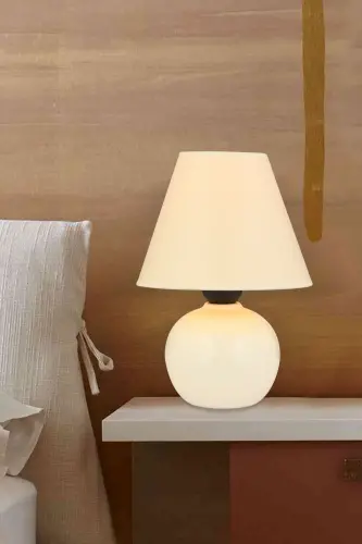 Nisa Luce 12 Lik Top Abajur Küçük Seramik - Beyaz / Krem - 6