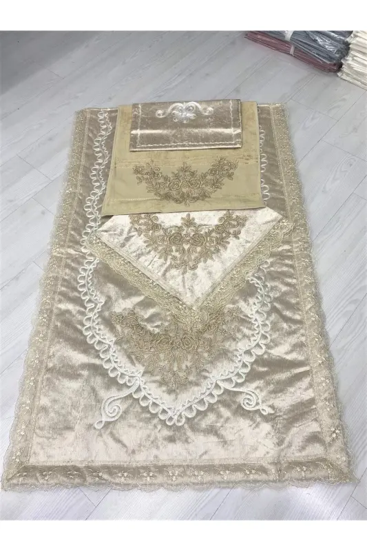 Nişan Seccade Takımı Fransız Dantelli 4 Parça Secc - 2