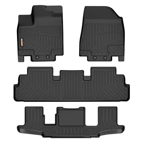 Binmotor-All Weather Floor Mats for Nissan Pathfinder 2022-2026 (7 Passenger), 3 Rows, Heavy Duty Car Floor Liners for Nissan Pathfinder Accessories 