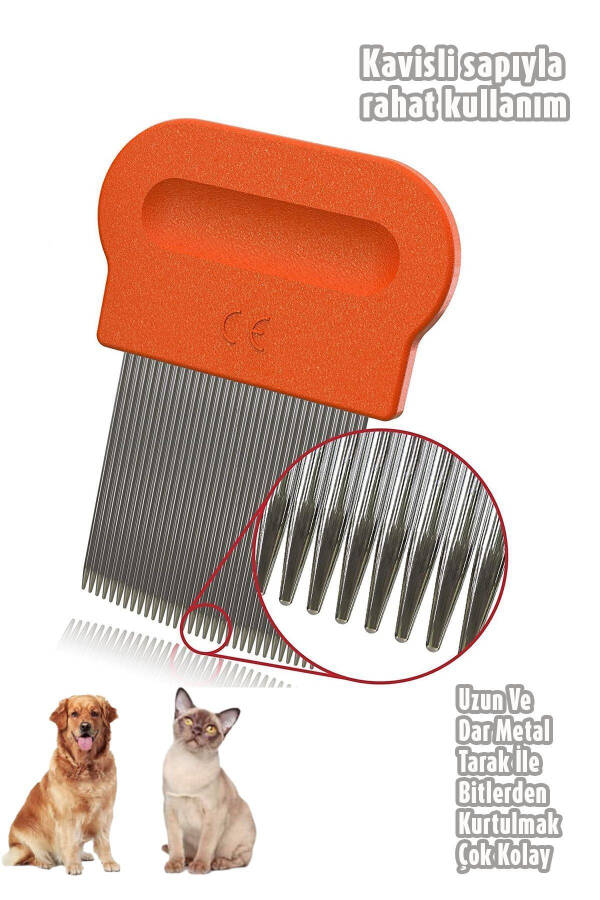 Nit and Flea Comb Hair Cleaning Brush Handled Hair Care Comb Set Cat Dog Hair Collection Flea Dust - 5