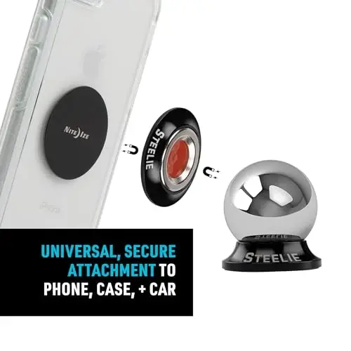 Nite Ize Steelie Orbiter Dash Kit - Magnetic Dashboard Phone Mount - Easy-to-Use & Durable Cell Phone Car Holder - 4