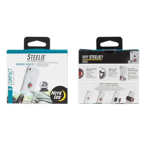 Nite Ize Steelie Original Dash Kit - Avtomobil datchig'i uchun magnit telefon tutqichi - Kuchli Steelie magnit va 3M VHB yopishtiruvchi bilan avtomobil telefoni tutqichi - 13