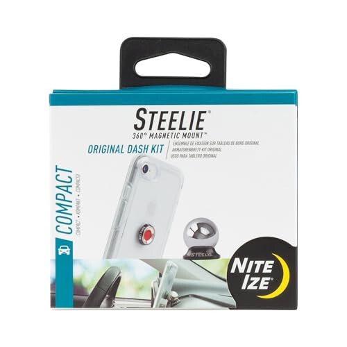 Nite Ize Steelie Original Dash Kit - Avtomobil datchig'i uchun magnit telefon tutqichi - Kuchli Steelie magnit va 3M VHB yopishtiruvchi bilan avtomobil telefoni tutqichi - 7