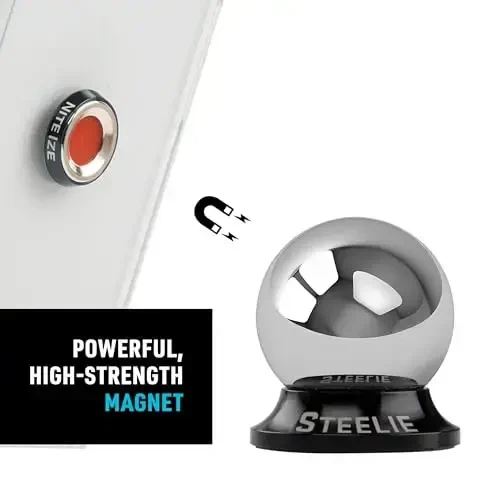 Nite Ize Steelie Original Dash Kit - Avtomobil paneli uchun magnit telefon ushlagichi - Kuchli Steelie magnit va 3M VHB yopishtiruvchi bilan avtomobil telefon ushlagichi - 4