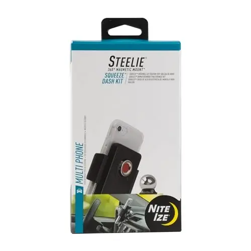 Nite Ize Steelie Squeeze Dash Kit - Magnetic Cell Phone Holder for Car Dashboard - Adjustable Phone Holder for Cars - Compatible with Apple MagSafe iPhones & Accessories - 1