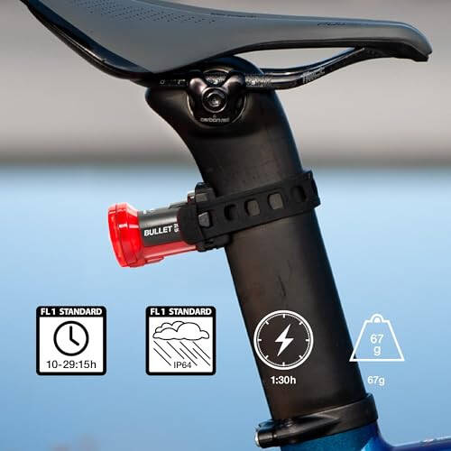 NiteRider Bullet 200 Bike Tail Light USB Rechargeable Powerful LED Rear Light Daylight Visible Easy to Install Road City Commuting Cycling Safety Flash 200 Lumens Day + Night Riding Bicycle Visibility - 2
