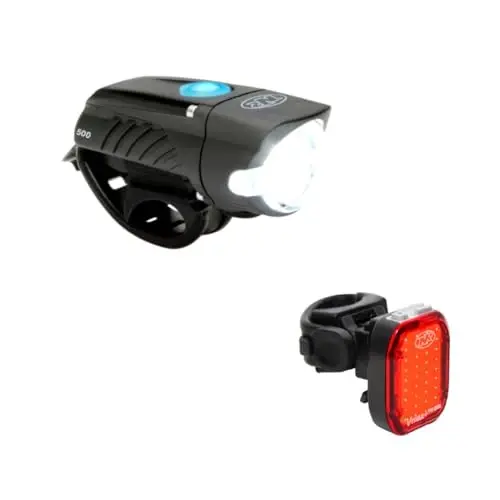 NiteRider Swift 500 Front Bike Light Vmax+ 150 Rear Bike Light Combo Pack- USB Rechargeable Bicycle Headlight LED Front Light Easy to Install Water Resistant Road Commuting Cycling Safety Flashlight - 1