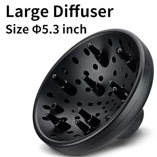 NITION Salbiy Ionli Keramik Soch Quritgich Diffuser bilan (Katta o'lcham 5,3 dyuym) AttacModazone tez quriydigan Ionli Fen mashinasi, 1875 vatt 2 tezlik / 3 issiqlik sozlamalari, Sovuq zarba tugmasi, Yengil, Oltin - 1