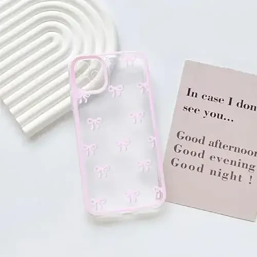 NITITOP Compatible with iPhone 11 Case Cute Clear Durable Ribbon Bowknot Pattern for Girls Women Soft TPU Transparent Full Camera Lens Shockproof Protective Phone Cover - Pink - 3