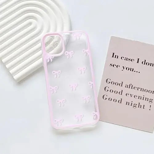 NITITOP Compatible with iPhone 11 Case Cute Clear Durable Ribbon Bowknot Pattern for Girls Women Soft TPU Transparent Full Camera Lens Shockproof Protective Phone Cover - Pink - 3