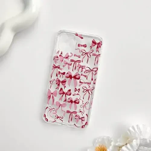 NITITOP Compatible with iPhone 11 Pro Case Cute Clear Bowknot Design for Women Girls Red Bow Ribbon Soft Fit Slim Stylish Protective Phone Cover - Red - 4