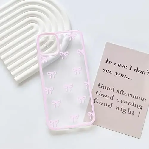 NITITOP Compatible with iPhone 11 Pro Case Cute Clear Durable Ribbon Bowknot Pattern for Girls Women Soft TPU Transparent Full Camera Lens Shockproof Protective Phone Cover - Pink - 3