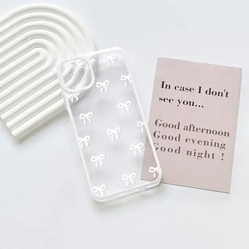 NITITOP Compatible with iPhone 11 Pro Case Cute Clear Durable Ribbon Bowknot Pattern for Girls Women Soft TPU Transparent Full Camera Lens Shockproof Protective Phone Cover - White - 3