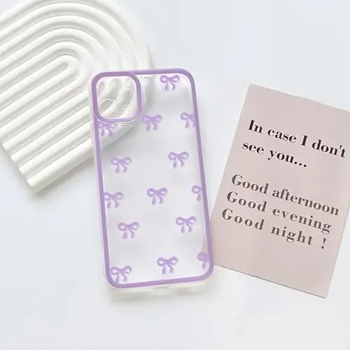 NITITOP Compatible with iPhone 11 Pro Max Case Cute Clear Durable Ribbon Bowknot Pattern for Girls Women Soft TPU Transparent Full Camera Lens Shockproof Protective Phone Cover - Purple - 3