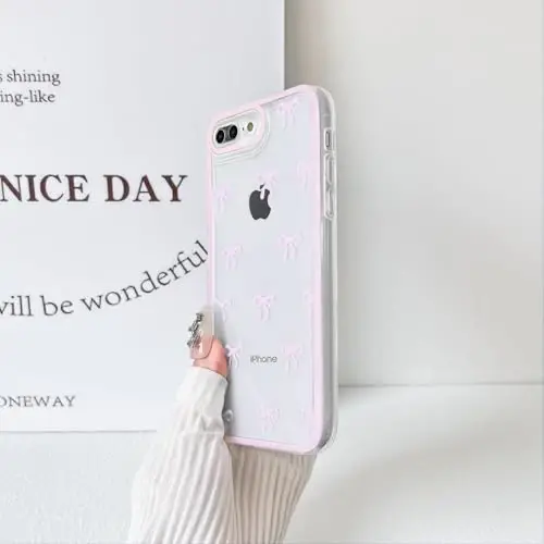 NITITOP Compatible with iPhone X/XS Case Cute Clear Durable Ribbon Bowknot Pattern for Girls Women Soft TPU Transparent Full Camera Lens Shockproof Protective Phone Cover - Pink - 4