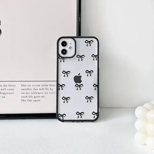 NITITOP for iPhone 11 Case Cute Ribbon Bow - Black | Aesthetics, Clear, Durable bowknot, Full camera lens, For woman girl, Soft TPU, Shockproof, Waterproof - 4