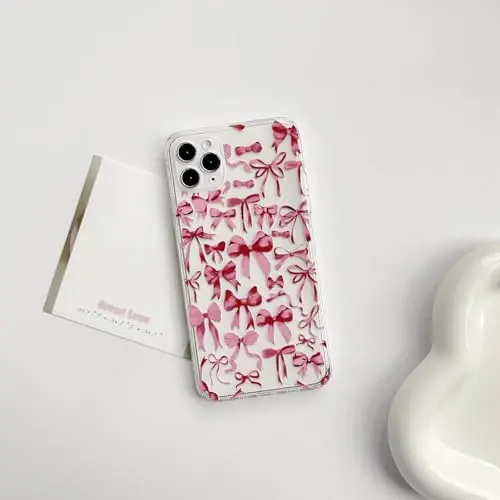NITITOP iPhone 11 Pro bilan mos keladigan g‘ilof, ayollar qizlar uchun yoqimli shaffof bantli dizayn, qizil bantli lenta, yumshoq, ingichka, zamonaviy himoya telefon qopqog‘i - Qizil - 2